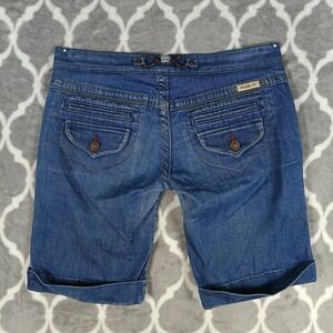 Frankie B. Jeans Shorts Womens 6 Blue Bermuda Cuffed Low Rise Y2K